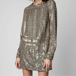 zadig and Voltaire roysee dress gold sequin